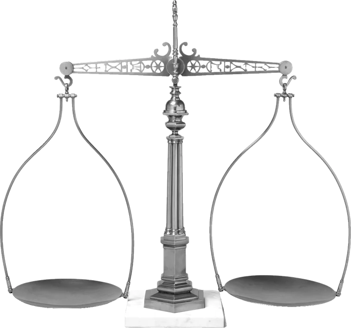 A brass balance scale